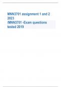 MNN3701 assignment 1 and 2 2023 /MNN3701 -Exam questions tested 2019