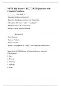 NUTR 201, Exam #1 LECTURES Questions with Complete Solutions