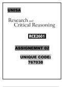 Rce2601 ASSIGNMENT 02 Distinction Pass