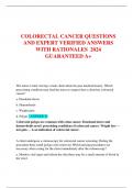  COLORECTAL CANCER QUESTIONS AND EXPERT VERIFIED ANSWERS WITH RATIONALES  2024 GUARANTEED A+