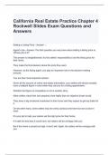 California Real Estate Practice Chapter 4 Rockwell Slides Exam Questions and Answers