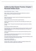 California Real Estate Practice Chapter 1 Rockwell Slides Exam 2024 (Graded A)