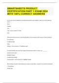 SMARTSHEETS PRODUCT CERTIFICATION PART 1 EXAM 2024 WITH 100% CORRECT ANSWERS