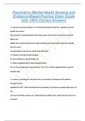 Psychiatric-Mental Health Nursing and  Evidence-Based Practice Exam Guide  with 100% Correct Answers