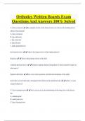 Orthotics Written Boards Exam  Questions And Answers 100% Solved