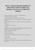 HEAVY TRUCK BRAKES MICHIGAN MECHANIC STUDY GUIDE Exam Questions And Answers (Verified And Updated)