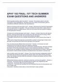 APHY 102 FINAL- IVY TECH SUMMER EXAM QUESTIONS AND ANSWERS / GRADED A