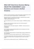 WGU C207 Data Driven Decision Making OBJECTIVE ASSESSMENT Latest 