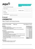 2023 AQA A-level CHEMISTRY 7405/2 Paper 2 Organic and Physical Chemistry Question Paper & Mark scheme (Merged) June 2023 [VERIFIED]