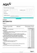 2023 AQA A-level MATHEMATICS 7357/1 Paper 1 Question Paper & Mark scheme (Merged) June 2023 [VERIFIED]