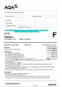 2023 AQA GCSE FRENCH 8658/WF Paper 4 Writing Foundation Tier Question Paper & Mark scheme (Merged) June 2023 [VERIFIED]