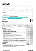 2023 AQA GCSE SPANISH 8698/LH Paper 1 Listening Higher Tier Question Paper & Mark scheme (Merged) June 2023 [VERIFIED]