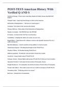 POST-TEST-American History With Verified Q AND S  Northwest Passage - Water route connecting Atlantic & Pacific Oceans, that DID NOT EXIST !  Triangle Trade - 3-part trip from Europe to Africa to the Americas.  Declaration of Independence - "All men ar