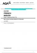 2023 AQA GCSE FRENCH 8658/SH Paper 2 Speaking Higher Tier Mark scheme including  Guidance for Role-plays June 2023 [VERIFIED]