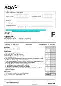 2023 AQA GCSE GERMAN 8668/RF Paper 3 Reading Foundation Tier Question Paper & Mark scheme (Merged) June 2023 [VERIFIED]