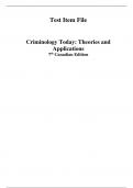 Test Bank For Criminology Today Theories and Applications 7th Canadian Edition by Frank Schmalleger