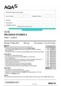 2023 AQA GCSE RELIGIOUS STUDIES A 8062/16 Paper 1: Judaism Question Paper & Mark  scheme (Merged) June 2023 [VERIFIED]