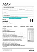 2023 AQA GCSE PHYSICS 8463/1H Paper 1 Higher Tier Question Paper & Mark scheme (Merged) June 2023 [VERIFIED