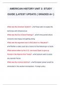 AMERICAN HISTORY UNIT 2: STUDY  GUIDE |LATEST UPDATE { GRADED A+ } 