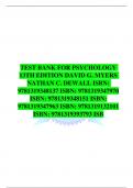 TEST BANK FOR PSYCHOLOGY 13TH EDITION DAVID G. MYERS NATHAN C. DEWALL ISBN: 9781319348137ISBN:9781319347970 ISBN:9781319348151ISBN: 9781319347963ISBN:9781319132101 ISBN:9781319393793ISB