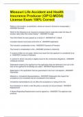 Missouri Life Accident and Health Insurance Producer (OP12-MO54) License Exam 100% Correct