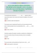 ACI CONCRETE FIELD TESTING  TECHNICIANS GRADE 1 (IN CANADA) Correctly Answered Questions| UpToDate |  Already Graded A+ 