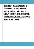 TPS2601 Assignment 2  (COMPLETE ANSWERS)  2024 (653273) - DUE 25  July 2024; 100% TRUSTED  workings, explanations  and solutions.TPS2601 Assignment 2  (COMPLETE ANSWERS)  2024 (653273) - DUE 25  July 2024; 100% TRUSTED  workings, explanations  and solutio