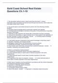 Gold Coast School Real Estate Questions Ch.1-19 Questions and Answers  Graded A+