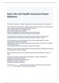 Xcel Life and Health Insurance Exam Alabama Questions and Answers