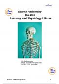 Anatomy and Physiology I Course Notes