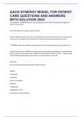 AACN SYNERGY MODEL FOR PATIENT CARE QUESTIONS AND ANSWERS WITH SOLUTION 2024