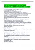 Nurse Leadership Practice Exam Questions-CH #9 with Complete Solutions