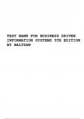 TEST BANK FOR BUSINESS DRIVEN INFORMATION SYSTEMS 5TH EDITION BY BALTZAN.