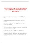 OTFIT CERTIFICATION 99 QUESTIONS AND EXPERT VERIFIED ANSWERS GRADED A+