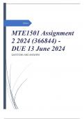 MTE1501 Assignment 2 2024 (366844) - DUE 13 June 2024