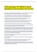Anthropology 101 Midterm Exam Questions and Answers All Correct (1)