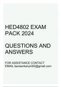 HED4802 Latest Exam pack 2024(Questions and answers)