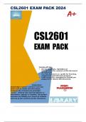 CSL2601 EXAM PACK 2024 CSL2601 EXAM PACK 2024 list the characteristics of a state (5) - ANSWERCharacteristics of a state are: 1) a specific, geographically defined territory; 2) a community of people who live within that territory;  3) a legal order to w