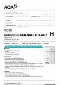 2023 AQA GCSE COMBINED SCIENCE: TRILOGY 8464/C/1H Chemistry Paper 1H Question Paper & Mark scheme (Merged) June 2023 [VERIFIED]