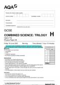 2023 AQA GCSE COMBINED SCIENCE: TRILOGY 8464/P/2H Physics Paper 2H Question Paper & Mark scheme (Merged) June 2023 [VERIFIED]