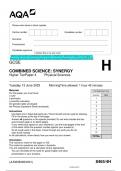 2023 AQA GCSE COMBINED SCIENCE: SYNERGY 8465/4H Higher Tier Paper 4  Physical Sciences Question Paper & Mark scheme (Merged) June 2023 [VERIFIED]