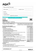 2023 AQA GCSE FRENCH 8658/LH Paper 1 Listening Higher Tier Question Paper &  Mark scheme (Merged) June 2023 [VERIFIED]