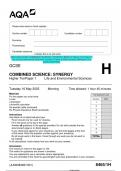 2023 AQA GCSE COMBINED SCIENCE: SYNERGY 8465/1H Higher Tier Paper 1  Life and Environmental Sciences Question Paper & Mark scheme (Merged) June  2023 [VERIFIED]
