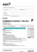 2023 AQA GCSE COMBINED SCIENCE: TRILOGY 8464/C/2F Chemistry Paper 2F Question Paper & Mark scheme (Merged) June 2023 [VERIFIED]