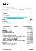 2023 AQA GCSE FRENCH 8658/RF Paper 3 Reading Foundation Tier Question Paper & Mark scheme (Merged) June 2023 [VERIFIED]