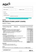 2023 AQA GCSE RELIGIOUS STUDIES (SHORT COURSE) 8061/5 Section 5 Themes Question Paper & Mark scheme (Merged) June 2023 [VERIFIED]