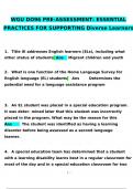 WGU DO96 PRE-ASSESSMENT: ESSENTIAL PRACTICES FOR SUPPORTING Diverse Learners Questions and Answers 2024 / 2025 | 100% Verified Answers