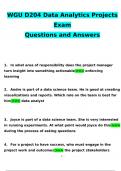 WGU D204 Data Analytics Projects Exam Questions and Answers 2024 / 2025 | 100% Verified Answers