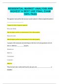 RESIDENTIAL MARKET ANALYSIS AND HIGHEST & BEST USE FINAL EXAM  100% PASS