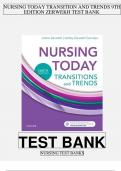 Test Bank for Nursing Today: Transition and Trends, 11th Edition (Zerwekh, 2023), Chapter 1-26 | All Chapters